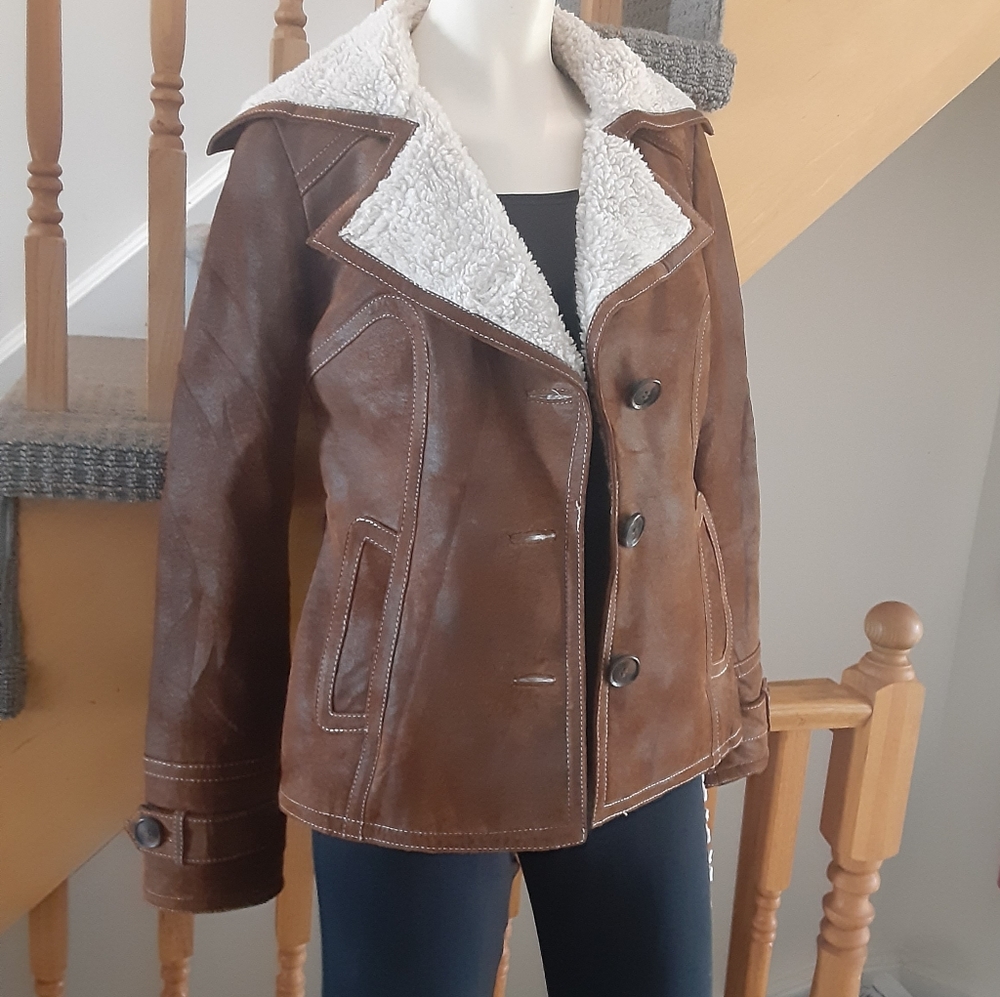 DANIER- Genuine Brown Leather Jacket-2xs But Fits like Regular Womens Size Small